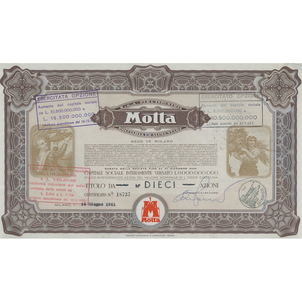 MOTTA - AZIONI MILANO 1961