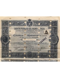 CARTELLA 200 LIRE - D.PUBBLICO CONSOLIDATO 5% REGNO...