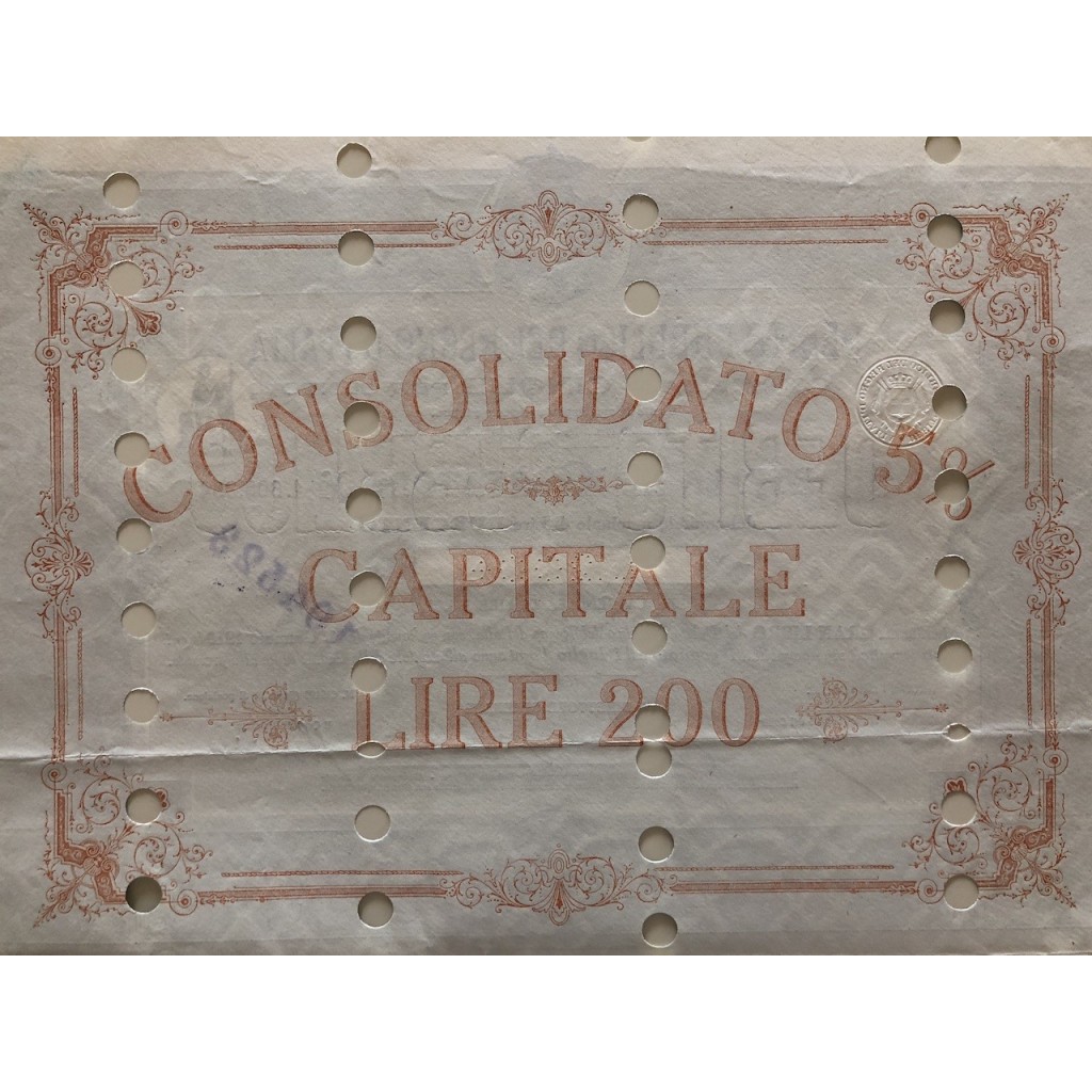 CARTELLA 200 LIRE - D.PUBBLICO CONSOLIDATO 5%...