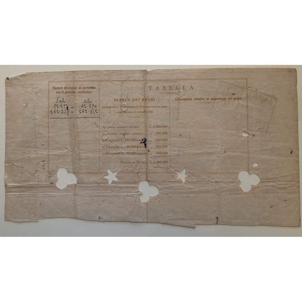 TITOLO PER BUONO DEL TESORO NOVENNALE - SECONDA...