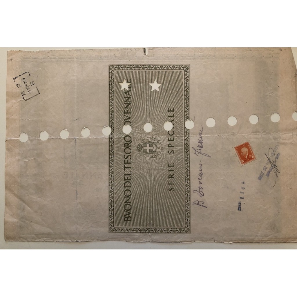 BUONO DEL TESORO NOVENNALE - SERIE SPECIALE...