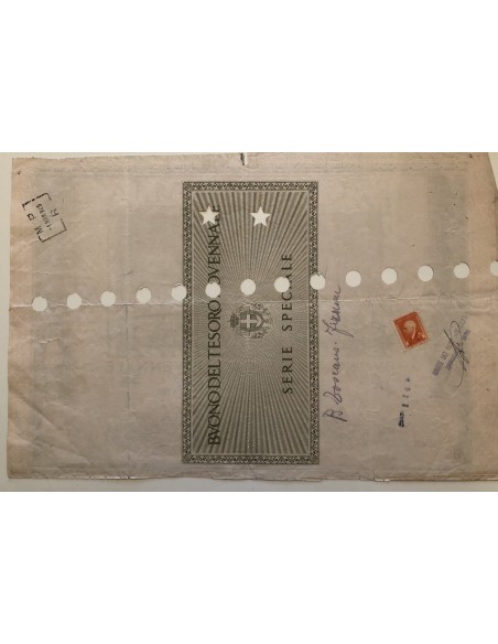 BUONO DEL TESORO NOVENNALE - SERIE SPECIALE LUCCA 1937