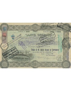 LLOYD SABAUDO - 50 AZIONI CAPITALE EMESSO 60.000.000 - GENOVA 1924