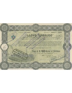 LLOYD SABAUDO - 100 AZIONI CAPITALE EMESSO 150.000.000 - GENOVA 1926