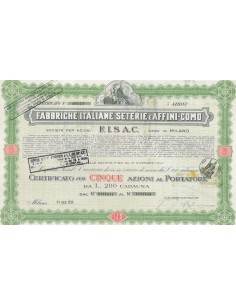 FABBRICHE ITALIANE SETERIE E AFFINI-COMO S.P.A 5 AZIONI 1954