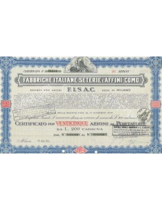FABBRICHE ITALIANE SETERIE E AFFINI-COMO S.P.A - 25 AZIONI MILANO 1954