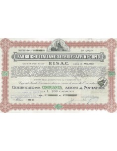 FABBRICHE ITALIANE SETERIE E AFFINI-COMO S.P.A - 50 AZIONI MILANO 1950