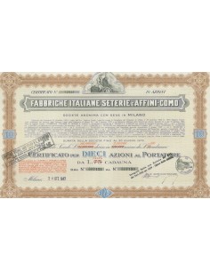 FABBRICHE ITALIANE SETERIE E AFFINI-COMO S.P.A 10 AZIONI MILANO 1947