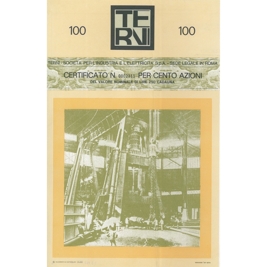 TERNI - SOCIETA' PER L' INDUSTRIA E L' ELETTRICITA' - 100 AZIONI 1970