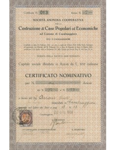 COSTRUZIONE DI CASE POPOLARI ED ECONOMICHE AZIONI CASALMAGGIORE 1924