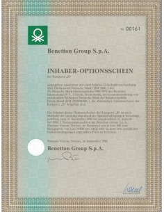 BENETTON GROUP S.p.A - CERTIFICATO DI AZIONI PONZANO VENETO 1986