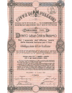 CITTA' DI PALERMO - 1 OBBLIGAZIONE AL PORTATORE - 1906