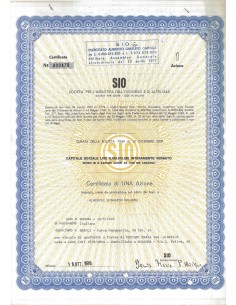 SIO - SOC. PER L'INDUSTRIA DELL'OSSIGENO E DI ALTRI GAS - 1 AZIONE MILANO 1978