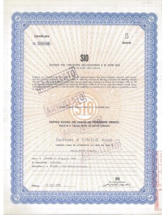 SIO - SOC. PER L'INDUSTRIA DELL'OSSIGENO E DI ALTRI GAS - 5 AZIONI MILANO 1973
