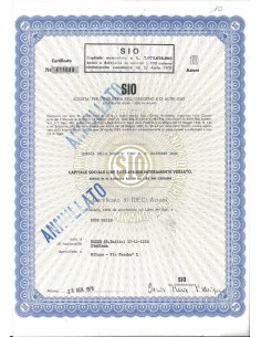 SIO - SOC. PER L'INDUSTRIA DELL'OSSIGENO E DI ALTRI GAS - 10 AZIONI MILANO 1978