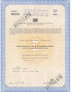 SIO - SOC. PER L'INDUSTRIA DELL'OSSIGENO E DI ALTRI GAS - 100 AZIONI MILANO 1973