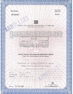 SIO - SOC. PER L'INDUSTRIA DELL'OSSIGENO E DI ALTRI GAS - 500 AZIONI MILANO 1973