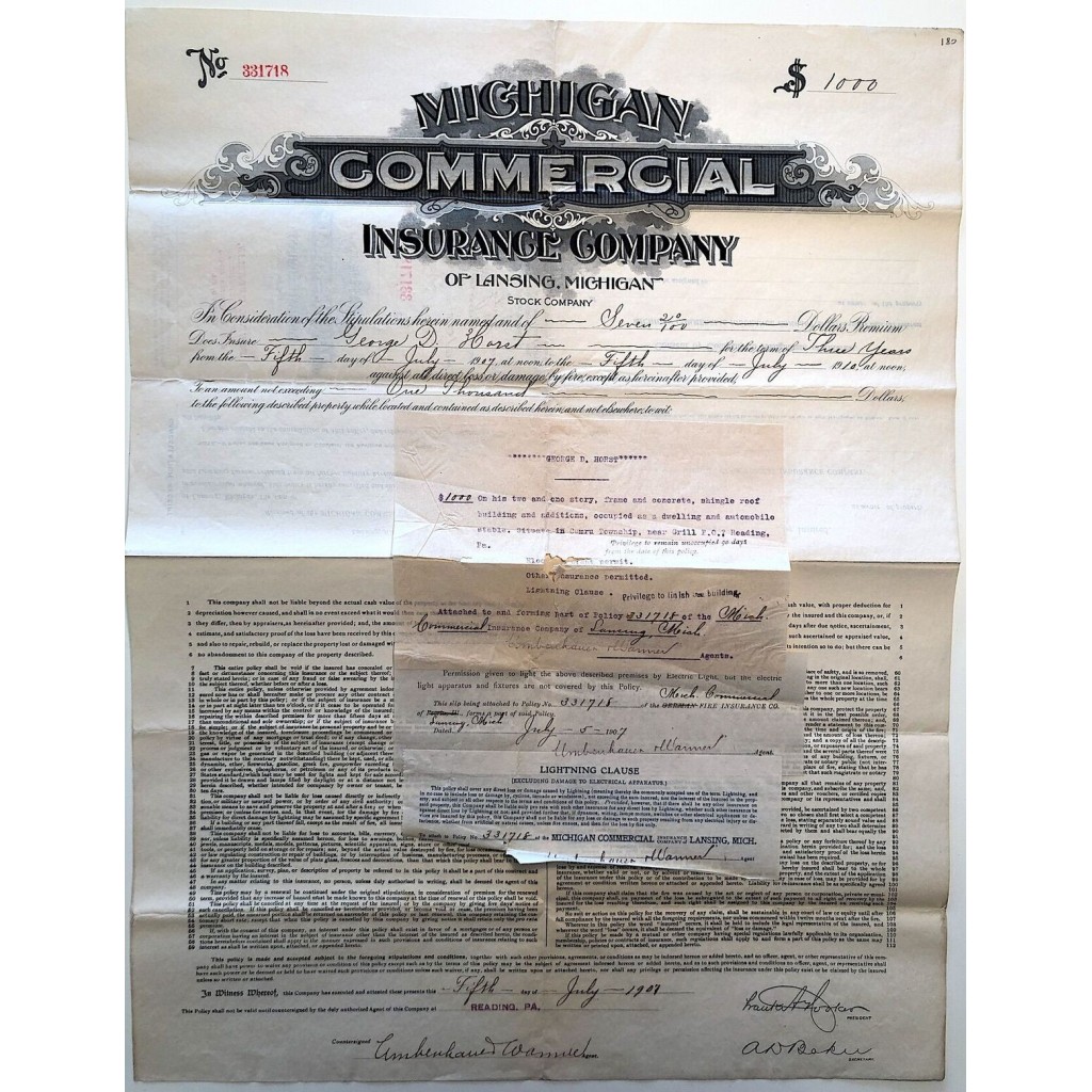 1907 - MICHIGAN COMMERCIAL INSURANCE COMPANY