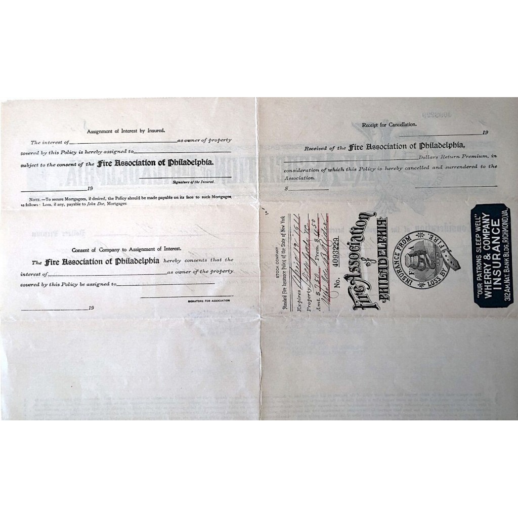 1910 - FIRE ASSOCIATION OF PHILADELPHIA