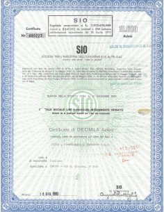 SIO - SOC. PER L'INDUSTRIA DELL'OSSIGENO E DI ALTRI GAS - 10000 AZIONI MILANO 1980
