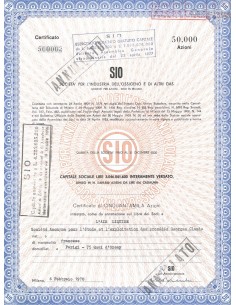 SIO - SOC. PER L'INDUSTRIA DELL'OSSIGENO E DI ALTRI GAS - 50000 AZIONI MILANO 1980