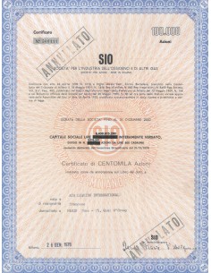SIO - SOC. PER L'INDUSTRIA DELL'OSSIGENO E DI ALTRI GAS - 100000 AZIONI MILANO 1980