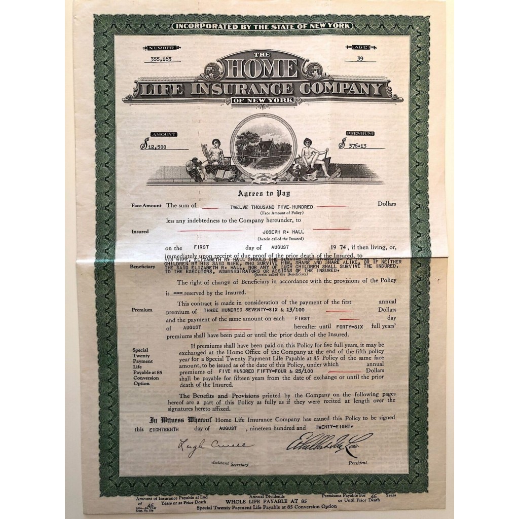 1928 - THE HOME LIFE INSURANCE COMPANY