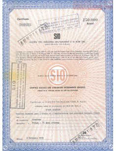 SIO - SOC. PER L'INDUSTRIA DELL'OSSIGENO E DI ALTRI GAS - 250000 AZIONI MILANO 1970