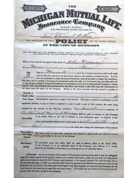 1923 - THE MICHIGAN MUTUAL LIFE INSURANCE COMPANY