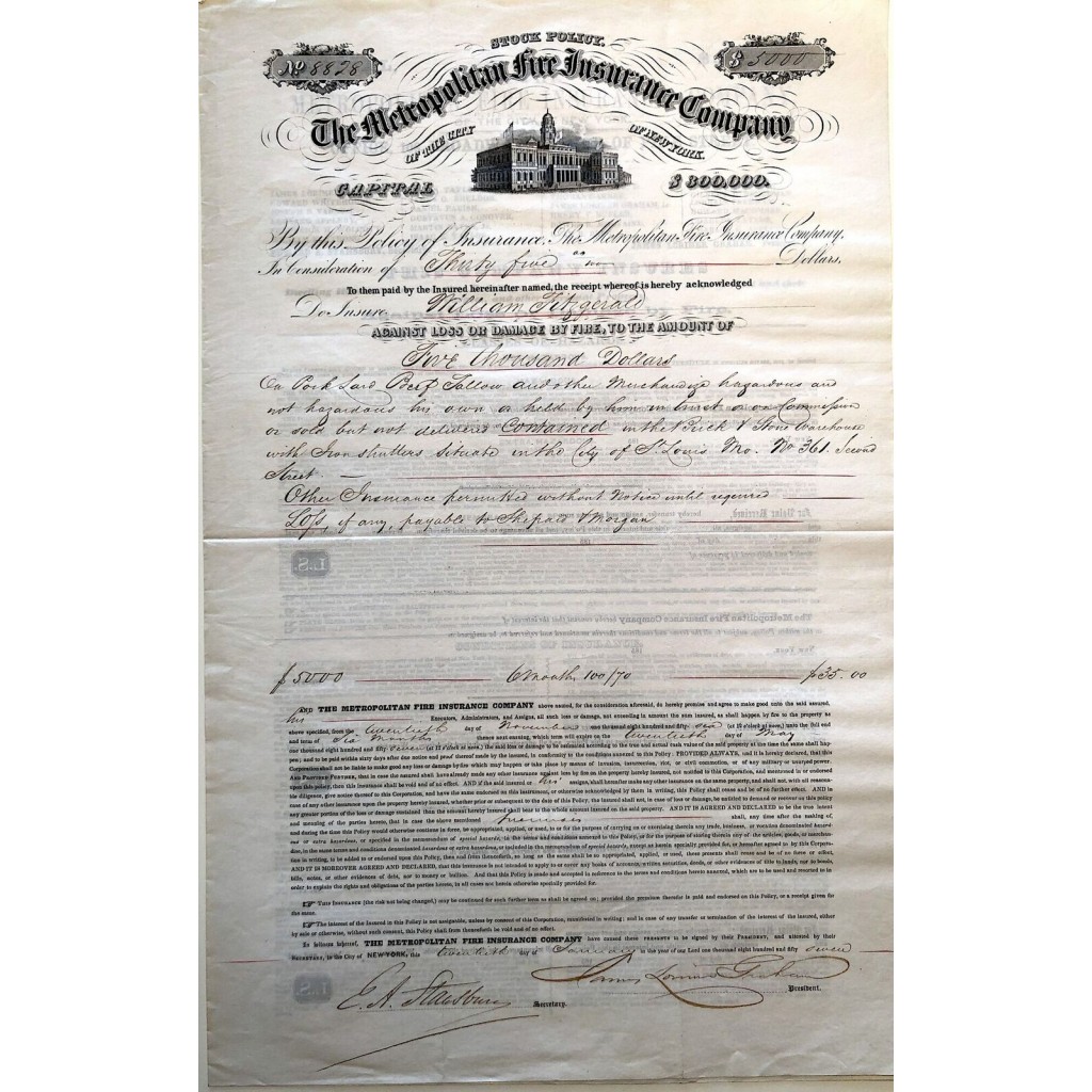 1857 - THE METROPOLITAN FIRE INSURANCE COMPANY