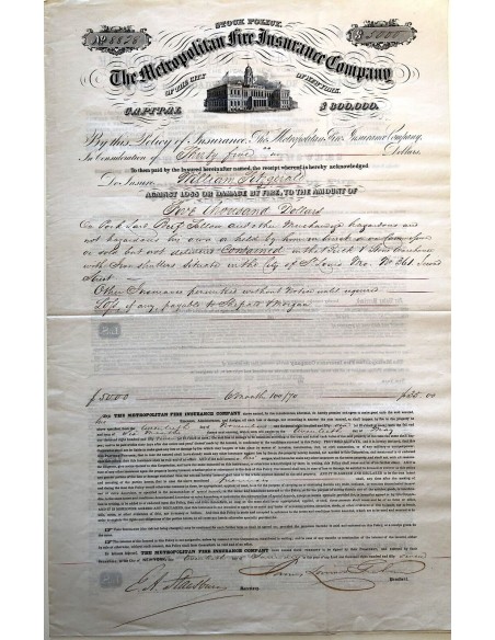 1857 - THE METROPOLITAN FIRE INSURANCE COMPANY