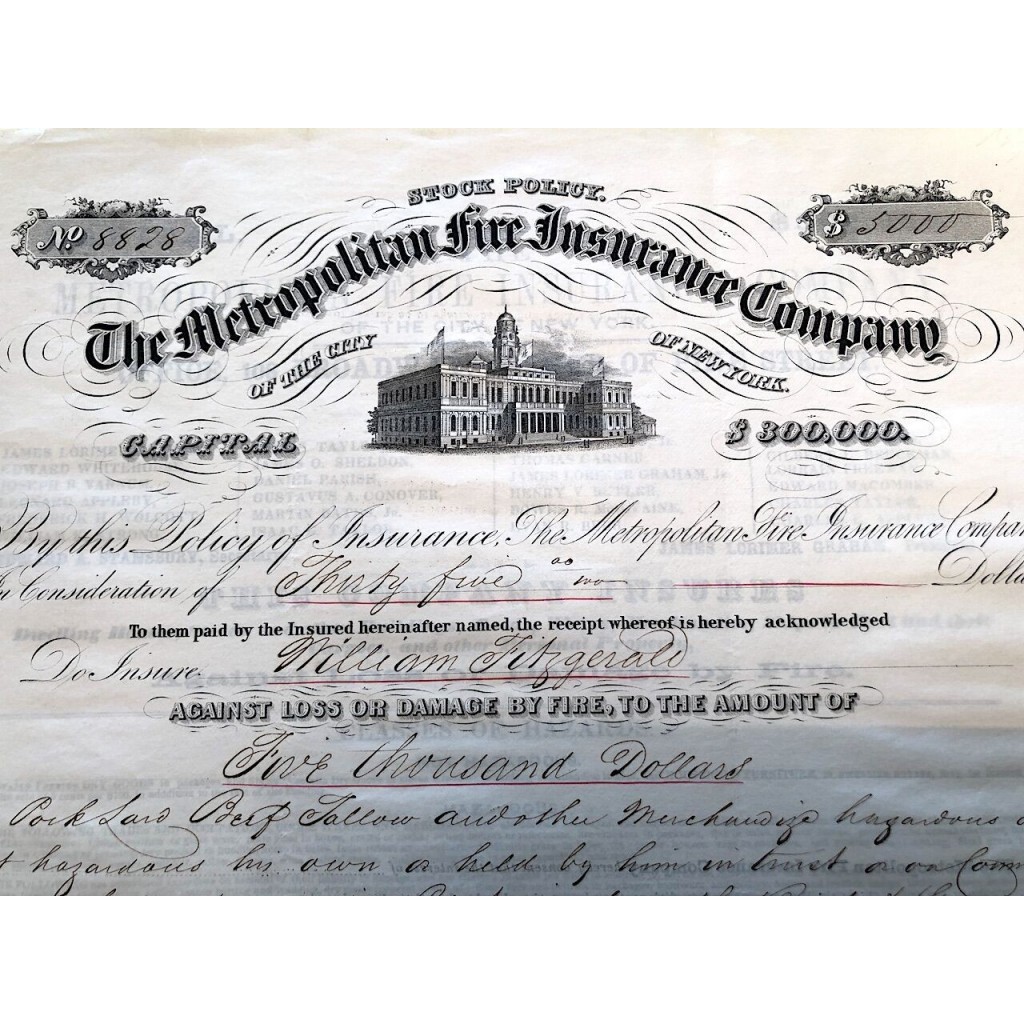 1857 - THE METROPOLITAN FIRE INSURANCE COMPANY