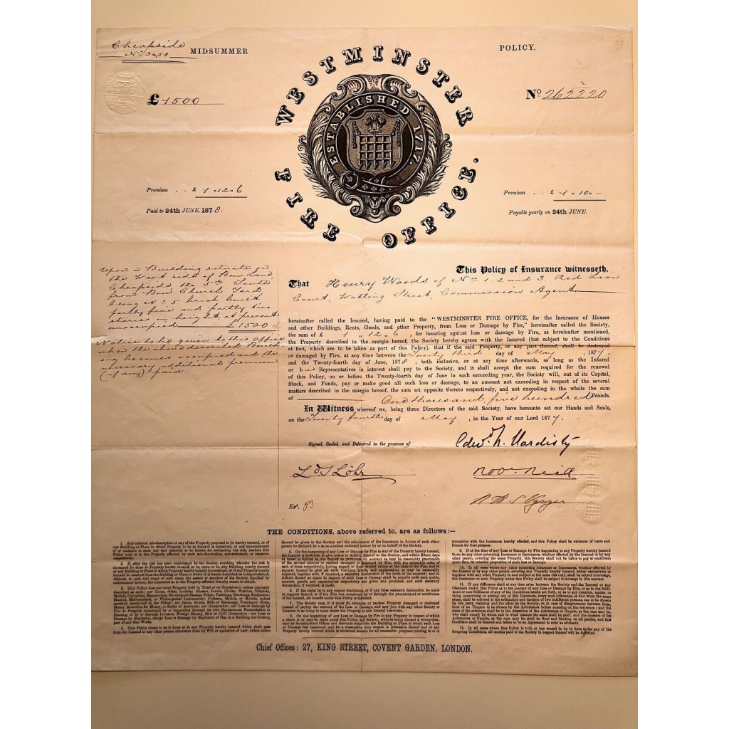 1877 - WESTMINSTER FIRE OFFICE