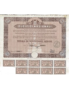 OLEIFICI NAZIONALI - 25 AZIONI - GENOVA 1925