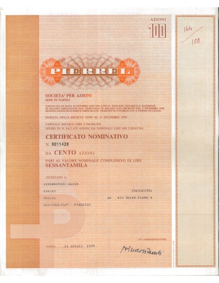 PIERREL 100 AZIONI NAPOLI 1975