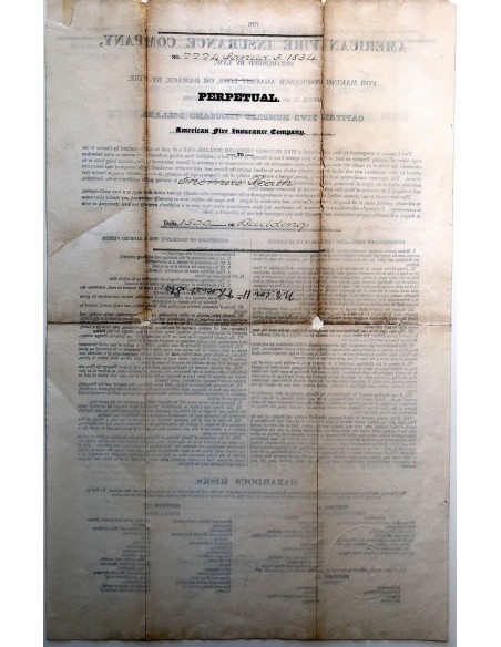 1834 - PERPETUAL - THE AMERICAN FIRE INSURANCE COMPANY