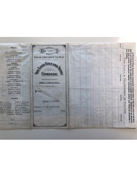1913 - THE LAND TITLE AND TRUST COMPANY