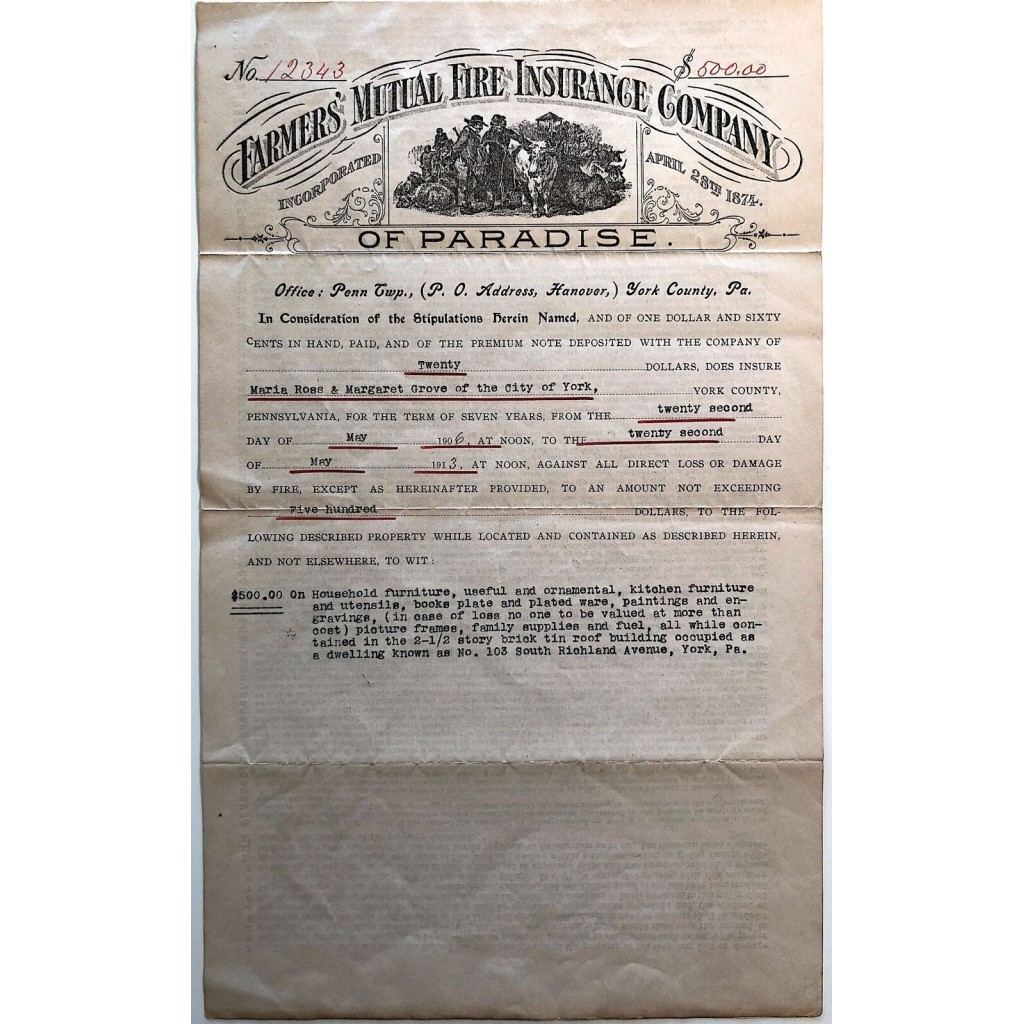 1906 - FARMERS' MUTUAL FIRE INSURANCE COMPANY