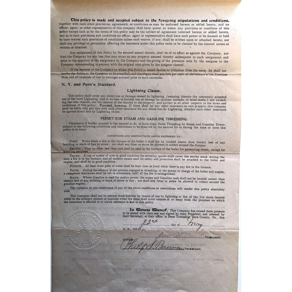 1906 - FARMERS' MUTUAL FIRE INSURANCE COMPANY