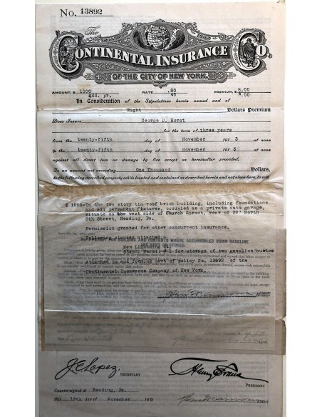 1913 - CONTINENTAL INSURANCE COMPANY OF THE CITY OF NEW YORK