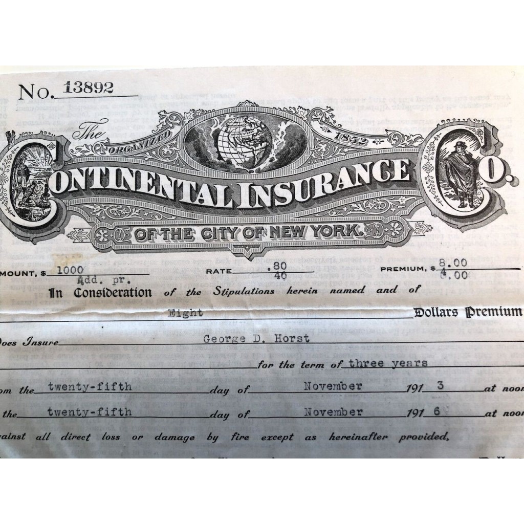 1913 - CONTINENTAL INSURANCE COMPANY OF THE...