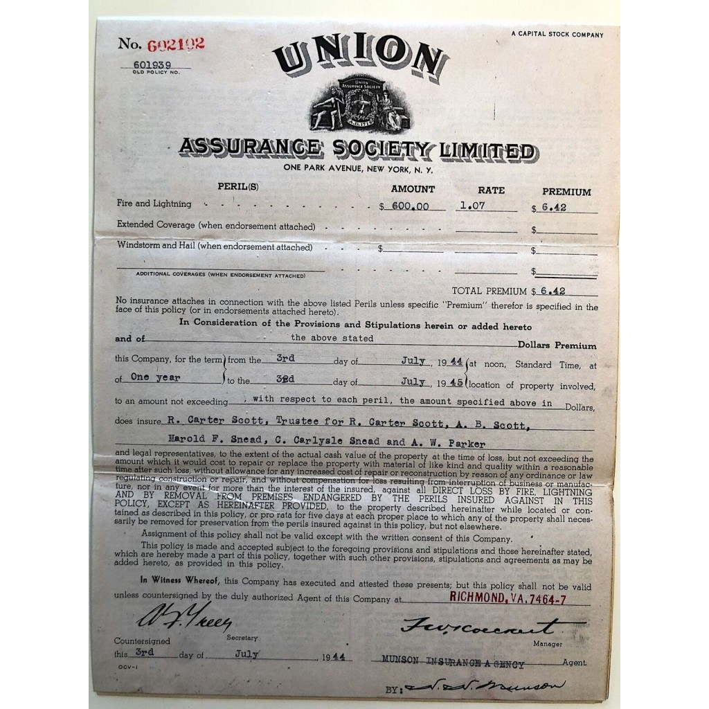 1944 - UNION - ASSURANCE SOCIETY LIMITED