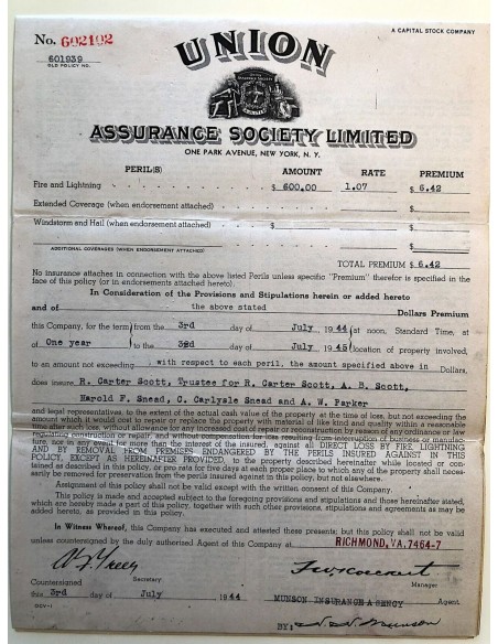 1944 - UNION - ASSURANCE SOCIETY LIMITED
