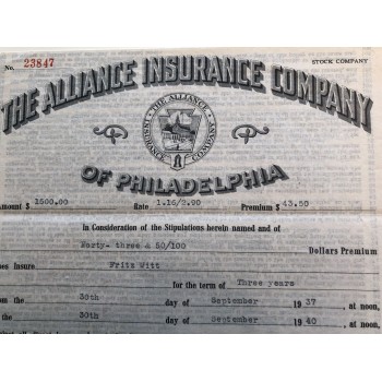 1937 - THE ALLIANCE INSURANCE COMPANY OF PHILADELPHIA