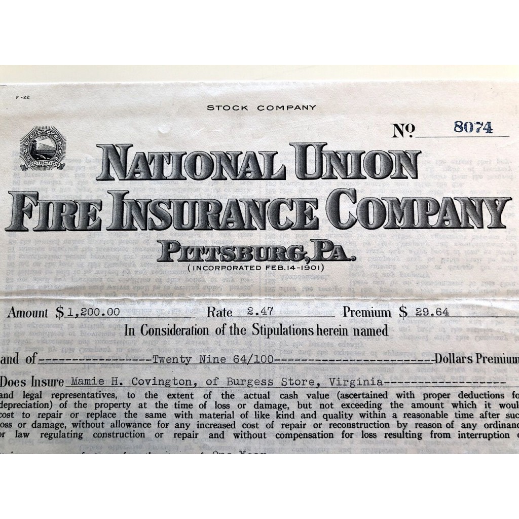 1936 - NATIONAL UNION FIRE INSURANCE COMPANY