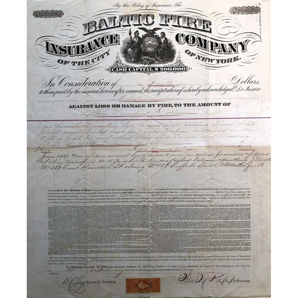 1869 - BALTIC FIRE INSURANCE COMPANY OF THE...