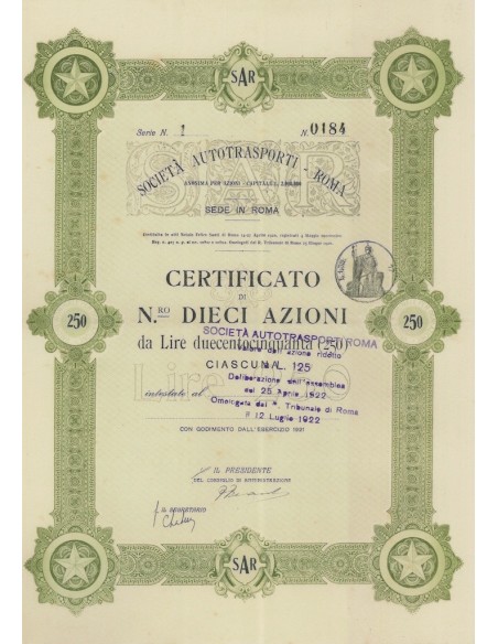 SOCIETA' AUTOTRASPORTI ROMA - 10 AZIONI