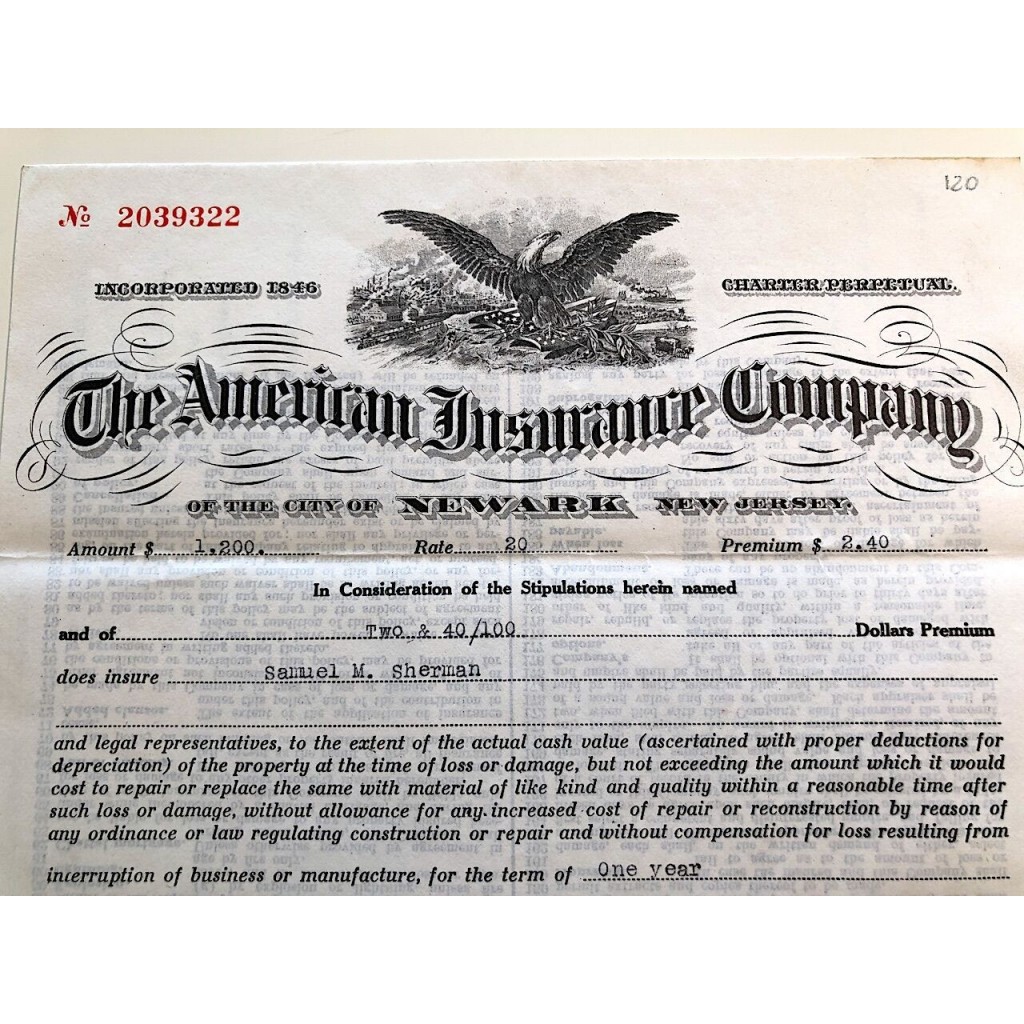 1917 - THE AMERICAN INSURANCE COMPANY OF THE...