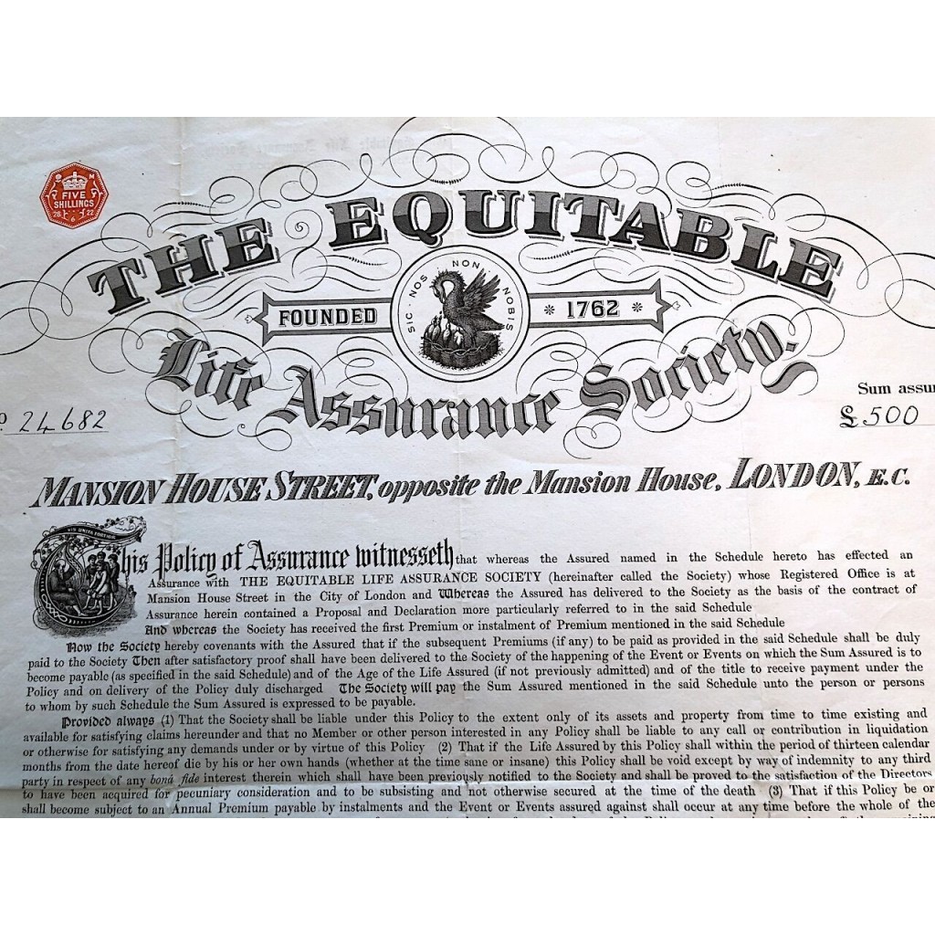 1922 - THE EQUITABLE LIFE ASSURANCE SOCIETY