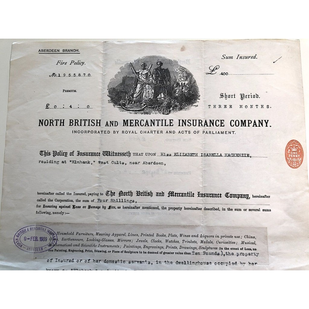 1909 - NORTH BRITISH AND MERCANTILE INSURANCE...
